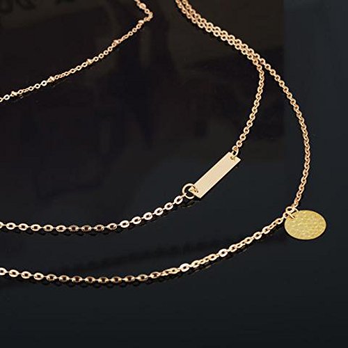 Fxmimior Gold Layered Long Choker Necklace Alloy Bar For Women(Gold2) #TOP3