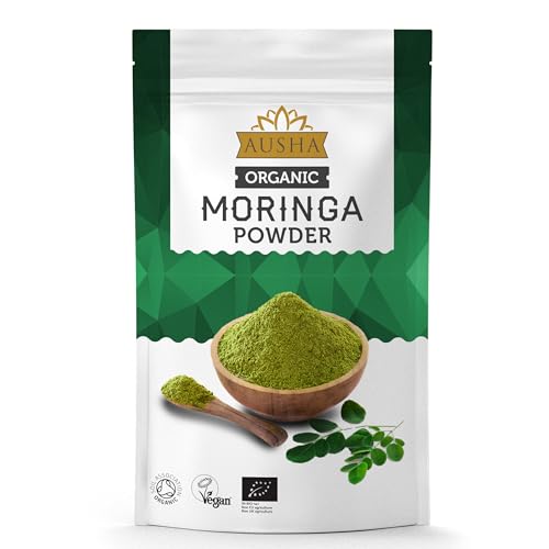 Ausha Organic Moringa Leaf Powder 500g - UK Certified Organic by Soil Association