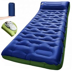 Camping Sleeping Pad,5.9 Inch Thick Camping Mat with Built in Pillow and Foot Pump,Self Inflating Sleeping Pad for Camping Backpacking（Green