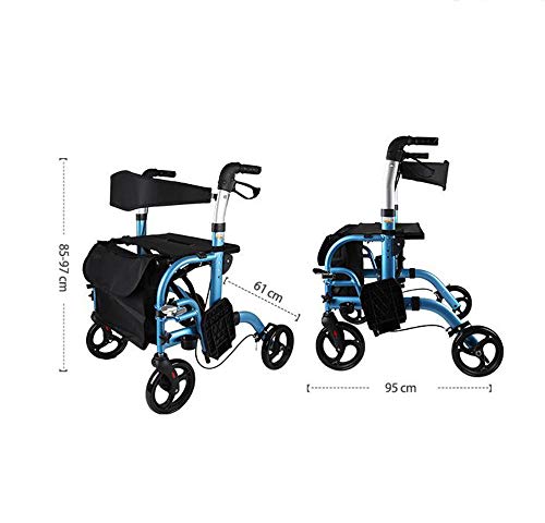 Andarilho Rollator com Assento, Andarilho Rolante de Aço com Rodas de 6 polegadas Suporta até 350 lb