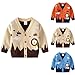 Boys and Toddler's V-Neck Knit Cardigan Sweater Cartoon Lion School Uniform Cardigan Button Down (Beige, 4-5 Years)