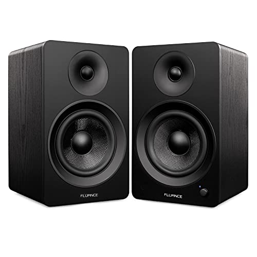 Fluance Ai61 Powered 2-Way 2.0 Stereo Bookshelf Speakers with 6.5″ Drivers, 120W Amplifier for Turntable, TV, PC and Bluetooth 5 Wireless Music Streaming – RCA, Optical, USB & Sub Out (Black Ash)