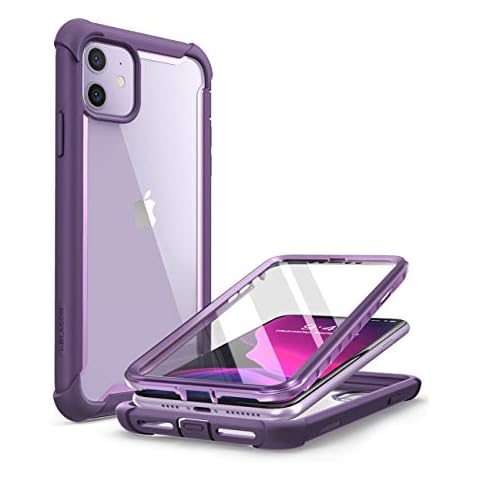 i-Blason Ares Case for iPhone 11 6.1 inch (2019 Release), Dual Layer Rugged Clear Bumper Case with Built-in Screen Protector (Purple) Cover