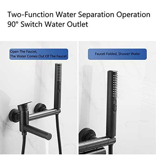 Robinet de douche noir avec bec de baignoire pivotant et douchette