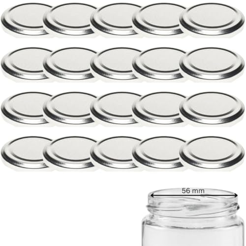mikken 20 Deckel TO 66/6,9 cm für Gläser Twist-Off Ersatzdeckel Schraubdeckel für Marmeladengläser, Sturzgläser und Einmachgläser Silber