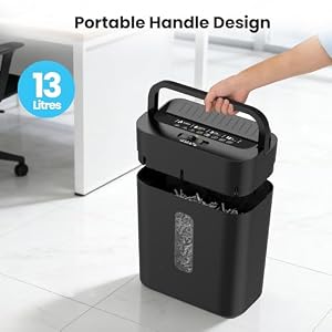 6-Sheet Shredder for Home Office, 3.43 Gallon Cross Cut Shredder, P-4 High Security Paper Shredders for Credit Card Staple Clip, Portable Handle Design — photo 6 of 6