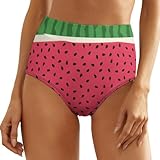Juiimr Watermelon Print Women's Underwear Boxer Briefs Soft Stretch High Waisted Trunks 2XL Black
