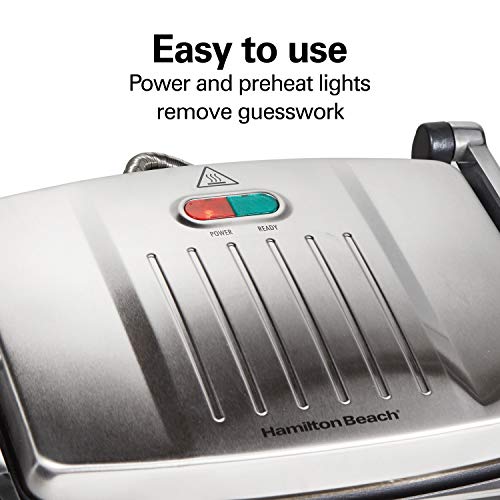 Hamilton Beach Panini Press, Sandwich Maker & Electric Indoor Grill, Upright Storage, Nonstick Easy Clean Grids, Stainless Steel (25410) #TOP6