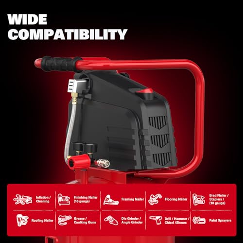 ECOMAX Air Compressor 15 Gallon 1.5HP 150 PSI Pressure Max Oil-Free Pump Vertical Big Capacity Tank - Thumbnail 4