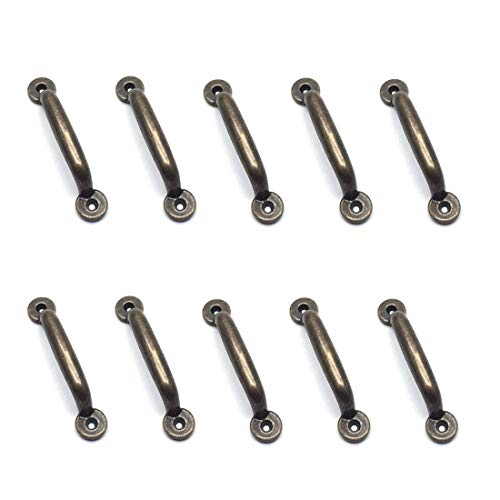 bnafes 10PCS Vintage Cabinet Knobs Box Pull Handle Tray Handle Bronze Box Handles Zinc Alloy Pull Handles 3.5