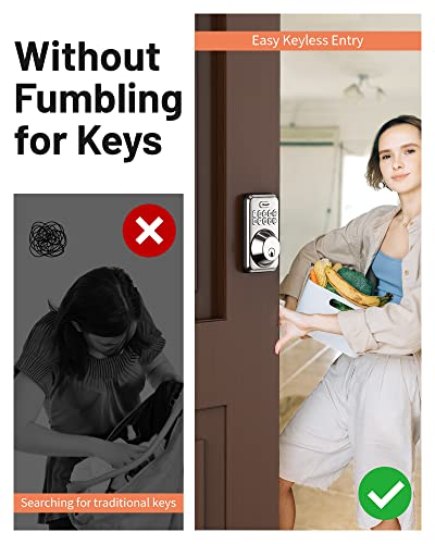 Keyless Entry Door Lock, Zowill Electronic Keypad Deadbolt Smart Lock With Auto Lock, Anti-Peeping Password, 20 Customizable User Codes, Ip54 Weatherproof, Easy To Install For Front Door, Satin Nickel #TOP7
