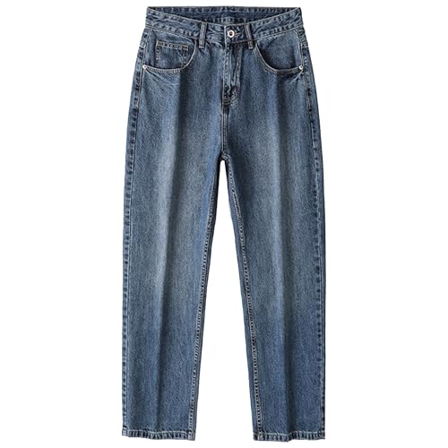 Pantalon jean vintage homme ample droit streetwear tendance hip-hop décontracté bleu nostalgique