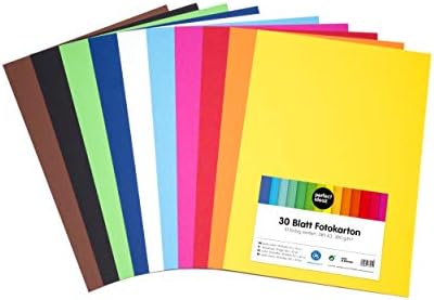 perfect ideaz 30 Sheets Coloured Art Paper, Card Stock, A3 Size Construction Paper (11.69 x 16.54 in), in 10 Different Solid-Colours, 300 g/m² Quality Sheets