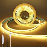 Migliori strisce LED alta luminosità Adiwo Striscia LED COB USB 3 Metri, USB Spina Diretta, CRI 93+ Luci Luminosa Dimmerabili Adesive Luce per Camera Cucina Vetrina da Letto Retroilluminazione TV Casa Decorare, Luce calda