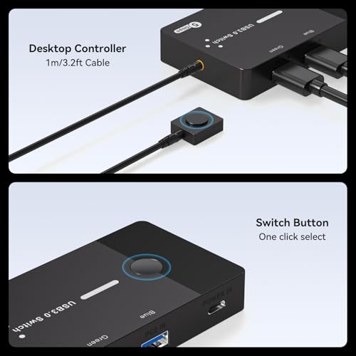 Conmutador USB 3.0 para 2 ordenadores con 4 puertos para compartir teclado y ratón tipo C 4