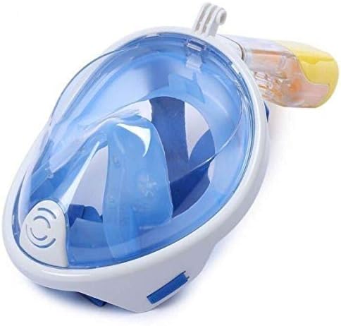 180° Panoramic View Snorkel Mask Full Face Scuba, Dive and Swim Set for Kids Youth Adult Women Men | Easier Breath with Dry Anti-Fog Anti-Leak for Travel Beach Sea Underwater (Blue-L)