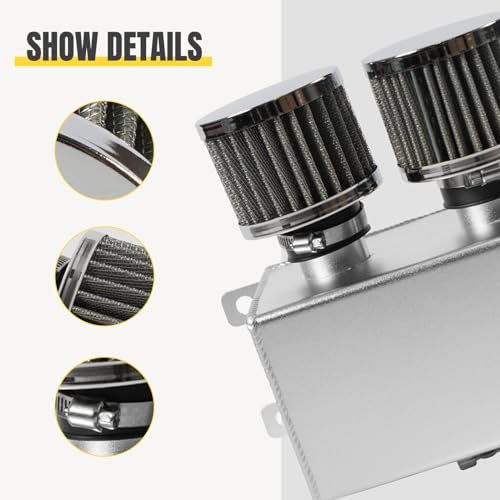 image for POSENG Universal Aluminum AN8 1.2L Twin Baffle Dual Filter Engine Oil 