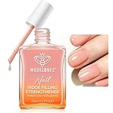 modelones Nail Strengthener and Growth Nail Hardener Extra Strong and Growth Nude Nail Polish Nail Repair for Damaged Nails Strengthening Polish Ridge Filler for Nails 15ml
