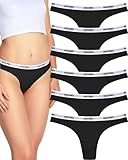 ANZERMIX Women's Breathable Cotton Thongs Panties Pack of 6 (Black 6PK, Small)