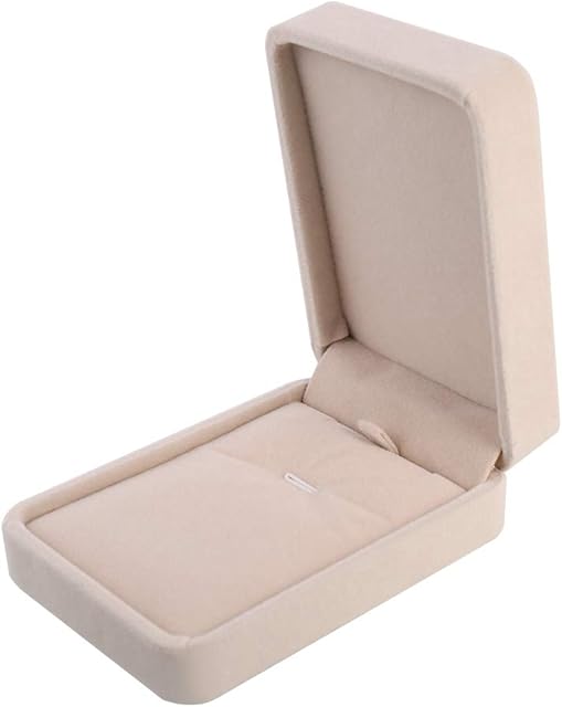 faddy-1 Velvet Necklace Pendant Box Jewelry Gift Box Necklace Bracelet Pendant Display Storage Case Organizer Wedding Jewellery Display Stand(Beige)