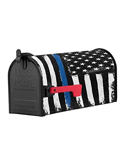 American National Flag Mailbox Covers Magnetic Standard Size,Decorative Post Letter Numbers Box Wrap Decoration Covers Accessories For Garden Yard Outdoor Décor,Black White Blue Geometry Stripe #TOP1