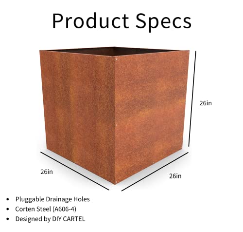 Diy Cartel Corten Steel Cube Outdoor Planter Box, Rustic & Modern Farmhouse Design, Large Raised Metal Garden Bed For Commercial & Residential Use #TOP1