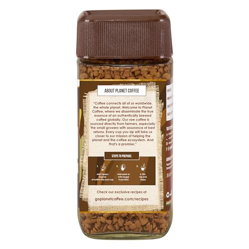 Image of Planet Coffee | SMOOTH Vanilla Coffee | 100 Gms Jar | Pure Arabica | Freeze-Dried Instant Coffee | No Added Sugar | Makes 50 Cups | Medium Roast | Flavoured Coffee