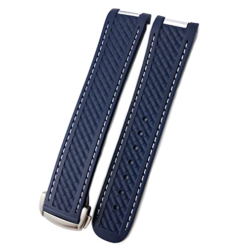 Pulsera de silicona de 20 mm compatible con Omega Seamaster Aqua Terra y hebilla de acero