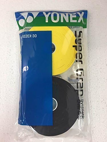 Yonex Wet Super GRAP Tennis Racquet Overgrip (Black/Yellow) – 30-Pack in Multipacks (1-6 Packs Available)