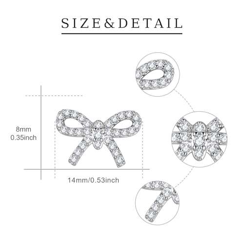 Bow Earrings for Women 925 Silver with Cubic Zirconia Ribbon Earrings Bow Stud earrings Jewelry Gifts for Women4