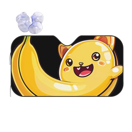 Couverture pare-brise voiture chat banane pour le camping-car en été