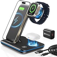 Dawntress 3-in-1 Wireless Charger for Apple, 15W Fast Wireless Charging Station, 3 in1 Wireless Charger Dock Compatible with iPhone 15/14, Airpods, Apple Watch, iWatch 10/9/8
