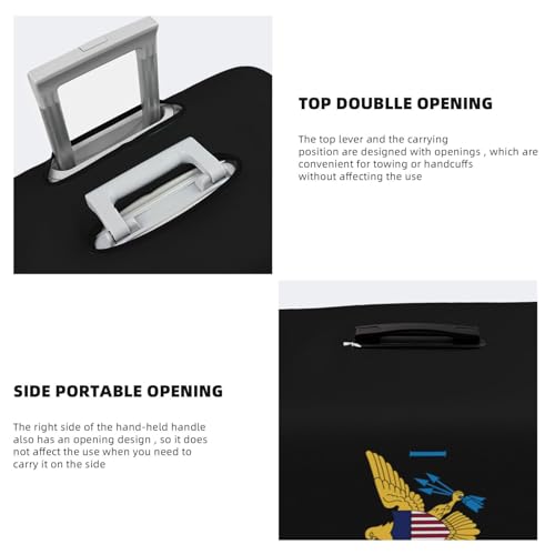 United States Virgin Islands Flag Travel Luggage Cover Suitcase Protector Fits 26-28 Inch Case(Black,L)3