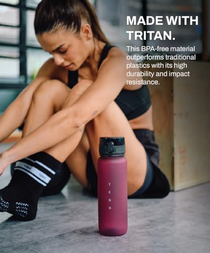 Image of TEGO Rise Tritan Water Bottle | 800ml Secure Flip Lock Lid | BPA-Free, Durable & Impact-Resistant | Wrist Strap for Easy Carry | Hydration Tracker | Gym, Office, Travel Water Bottle (Transparent)