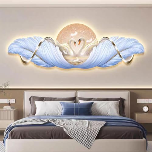 3D Wall Art Decor Glow Sculpture LED Crystal Porcelain Craft Feather-Shaped