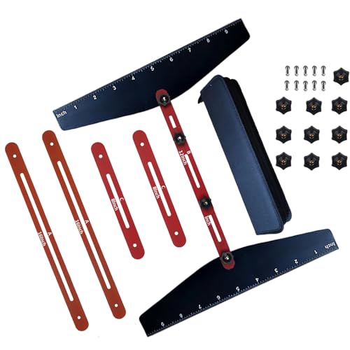 Stair Tread Template Tool, Stair Tread Gauge, Stair Tread Jig, Adjustable Stair Tread Tool for Precise Measurement of Stairs, Risers, Shelves and Cut Drywall, 8.86''-60.70''