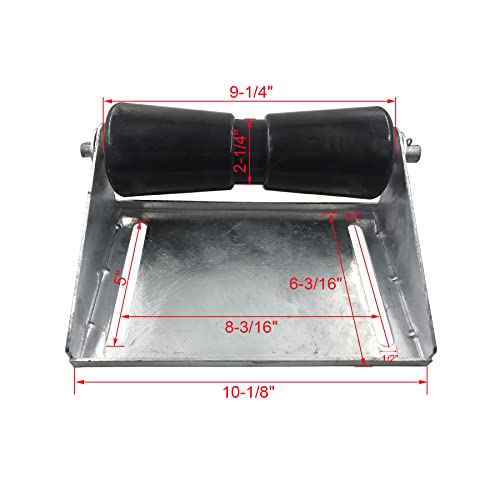 10 Inch Keel Roller Assembly Kit With Roller Shaft And Bracket For Boat Trailer Galvanized Steel Black Rubber #TOP1