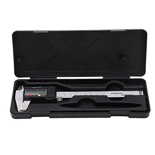LjwZekyrnt Calibrador con Pantalla Digital Regla de medición electrónica LCD de Acero Inoxidable con batería de 0 a 150 mm