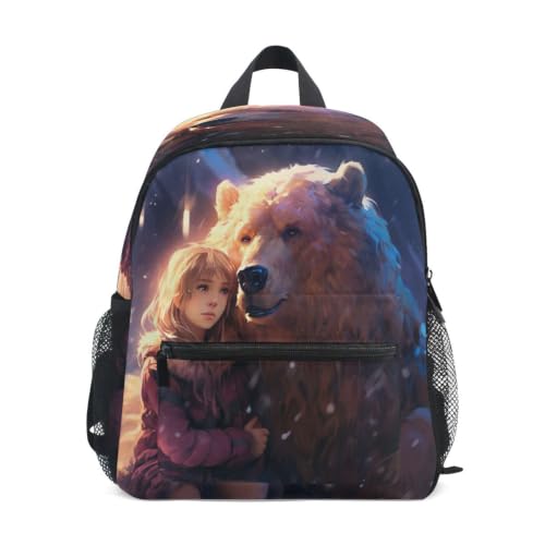 Sac à dos enfant ours polaire doux pour l'école maternelle des garçons et filles