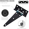8 Inch T-Strap Gate Hinges, Heavy Duty Shed Barn Door Hinges, Black Tee Hinges for Wooden Fence, Yard Gate, Wrought Hardware Iron Rustproof (6 Pack)
