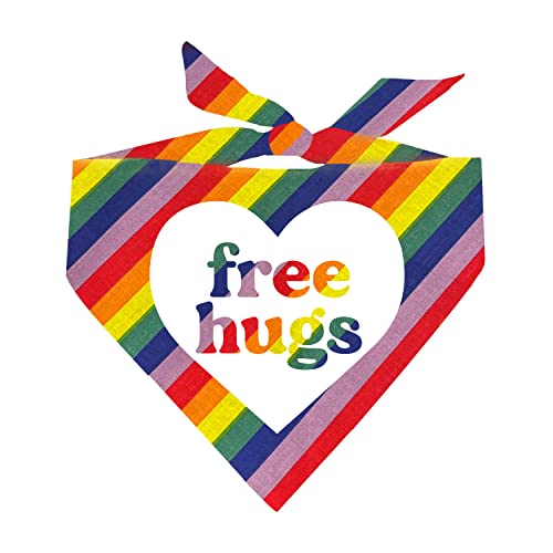 Free Hugs Pride LGBTQ Bandana triangulaire rayé arc-en-ciel pour chien