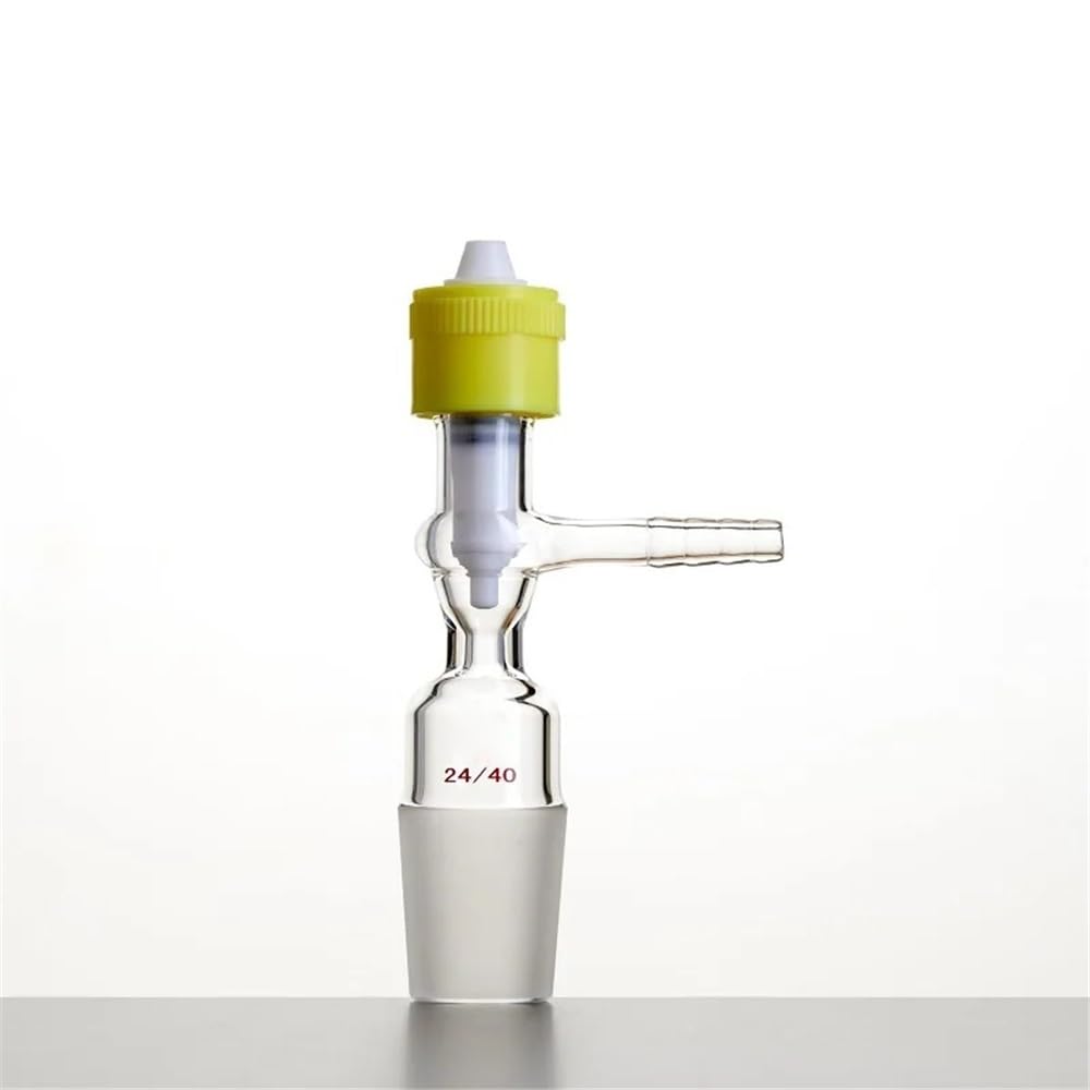 Adaptador de destilación Conjunta, Junta adaptadora de válvula de PTFE de Alto vacío de 4 mm, 14/20, 19/22, 24/40, Vidrio de borosilicato C13, Varios tamaños(C132440Y)
