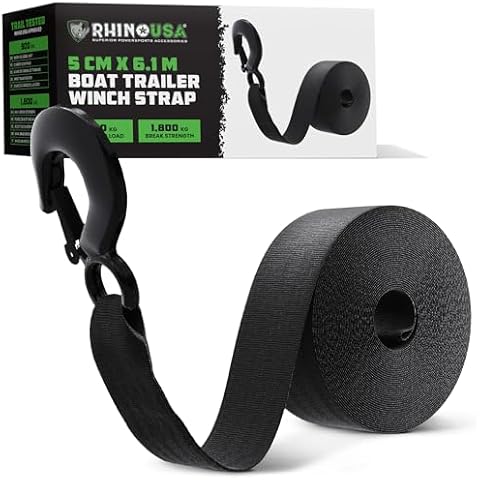 Rhino USA Boat Winch Strap with Hook Cover