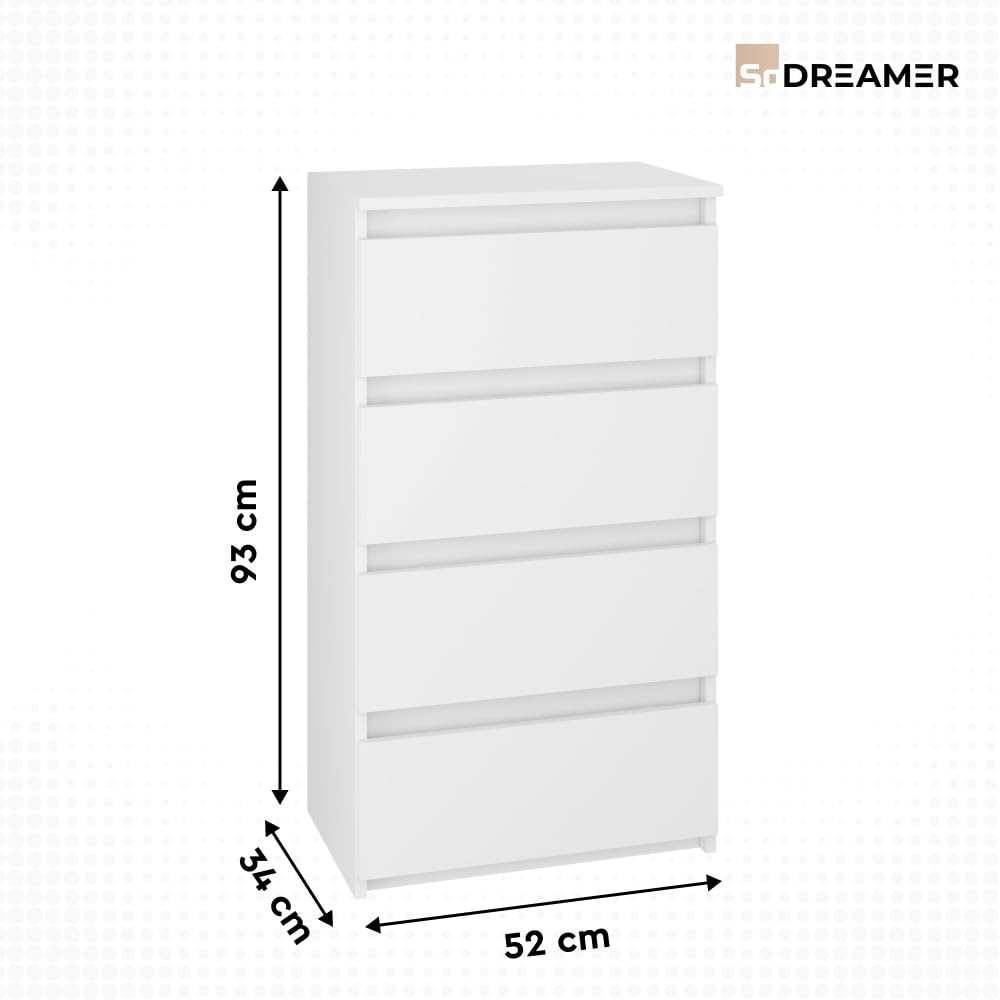 Commode 3 Tiroirs Blanc Brillant 80x75x40 Cm | Meuble De Rangement Pour Chambre, Salon, Bureau - Design Moderne, Facile à Assembler