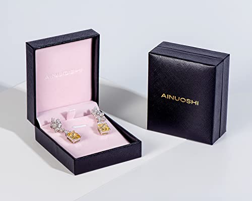 Dangle Earrings For Women, Sterling Silver Earring Oval Yellow Cubic Zirconia Diamond Drop Anniversary Birthday Christmas Valentine's Day Gifts For Her Hypoallergenic #TOP5