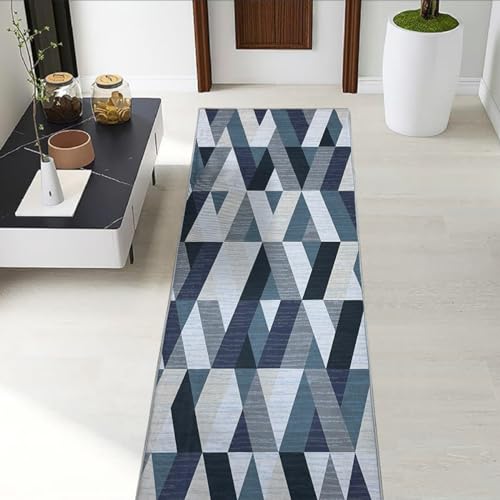 Tapete Passadeira Sala Quarto 0,60m x 1,80m Antiderrapante Berlim Estampado Abstrato Moderno (Cinza)