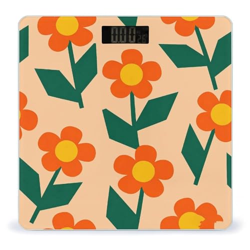 Báscula Digital Floral Naranja con Pantalla LCD Grande miniatura 1