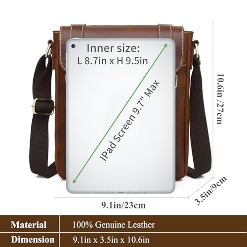 Image of Leather Messenger Bag for Men Vintage Man Purse Mens Handbag Leather Crossbody Shoulder Bag for Work Travel | Vintage