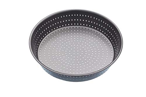 MasterClass Crusty Bake Perforated Pie Dish with Non-Stick Coating 1 mm Carbon Steel Round Baking Tin Oven Safe to 220C Dishwasher Safe 23 cm (9 Inch) Grey