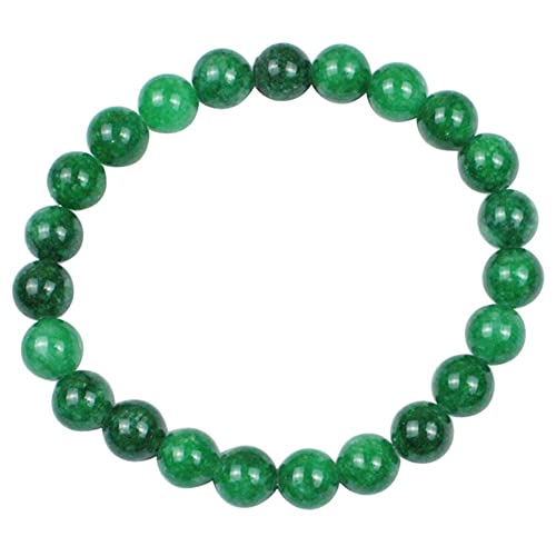 Jade vert naturel : bracelet extensible en perles de jadéite et cristal véritable